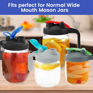 Flip Cap Wide Mouth Mason Jars Lid with Airtight Leak-Proof Seal and Handle USA